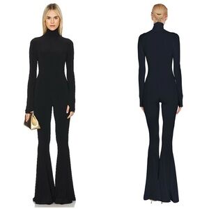 NORMA KAMALI Long Sleeve Turtleneck Fishtail Jumpsuit in Black Size XS